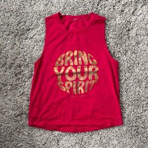Spiritual Gangster x Peloton Red Tank with Gold Logo